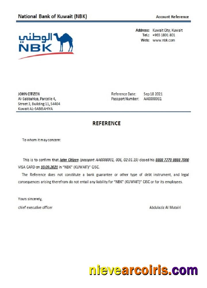 Kuwait National Bank of Kuwait closure reference